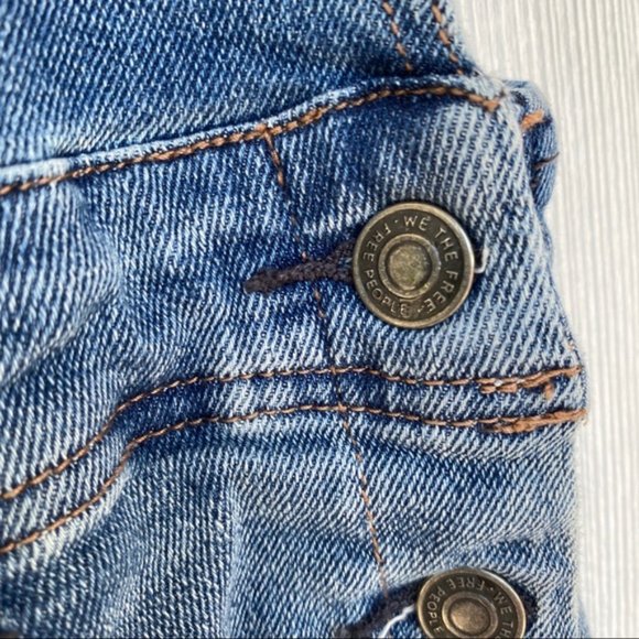 Free People Skinny Denim Overalls Sz 26 - Picture 7 of 10